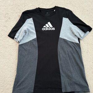 Adidas Men's Short Sleeve Black and Gray Tee
